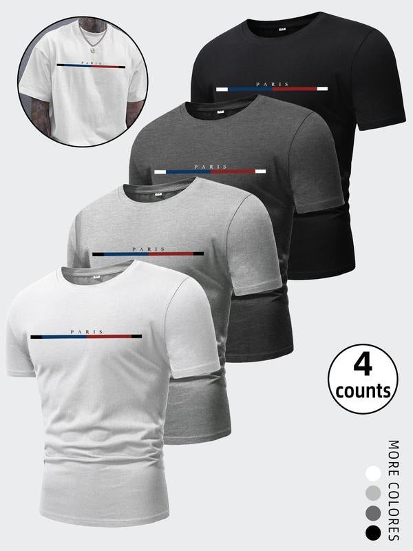 Men'WB shield Letter Print Round Neck Tee, Regular Fit Casual Comfy Short Sleeve Crew Neck T-shirt for Summer, Men'WB...