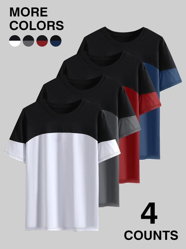 Men'WB shield Letter Print Round Neck Tee, Regular Fit Casual Short Sleeve Crew Neck T-Shirt for Summer, Men'WB shield...