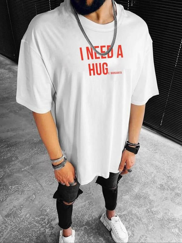 Men'WB shield Letter Print Round Neck Tee, Summer TNF Regular Fit Casual Fashion Drop Shoulder Short Sleeve T-shirt for...