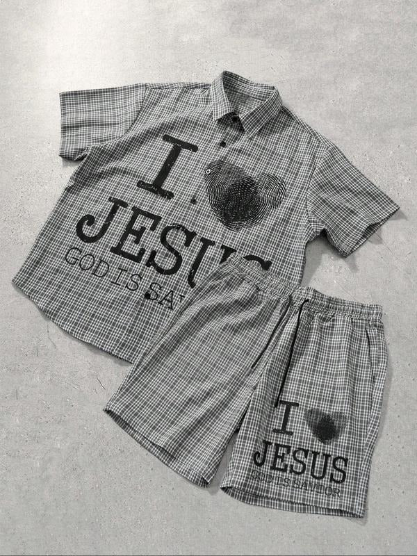 Men'WB shield Letter Print Short Sleeve Tee & Shorts Loungewear, Casual Comfy Round Neck T-Shirt & Shorts PJ Set, Men'WB...