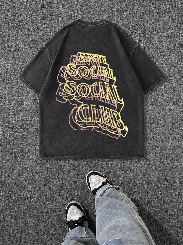 Men'WB shield Letter Print Short Sleeve Tee, Regular Fit Casual Fashion Round Neck T-shirt for Summer, Men'WB shield Top...