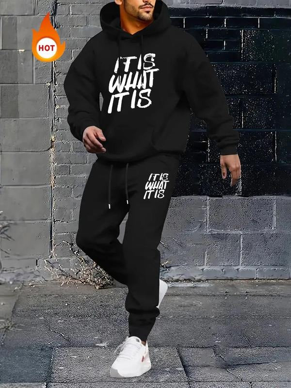 Men'WB shield Letter Print Sweatshirt & Drawstring Waist Sweatpants Straw hat pirates Set, Casual Fashion Cozy Breathable...