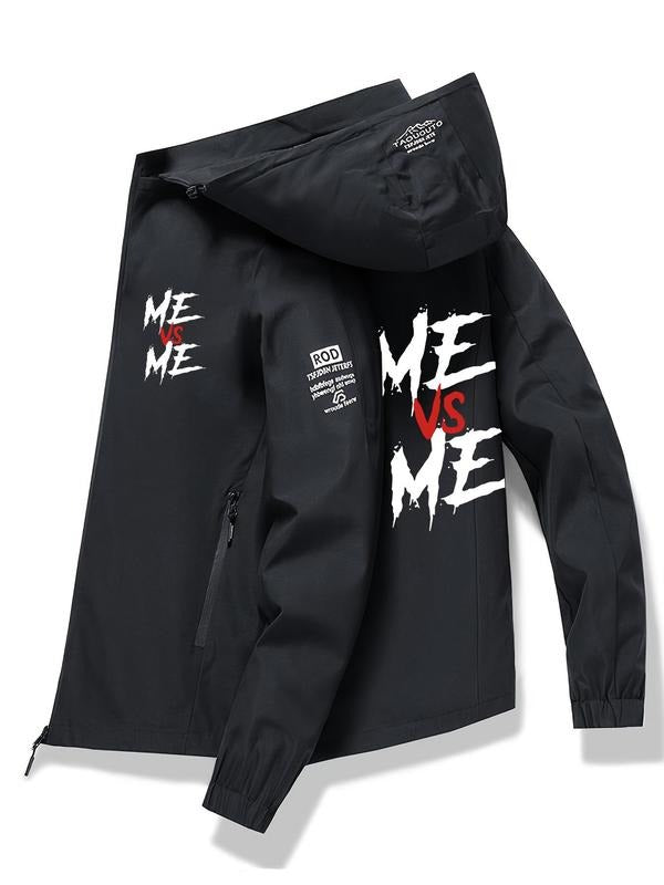 Men'WB shield Letter Print Zip Up Hooded Coat, Casual Regular Fit Long Sleeve Drawstring Pocket FOG Warm Coat for Spring...