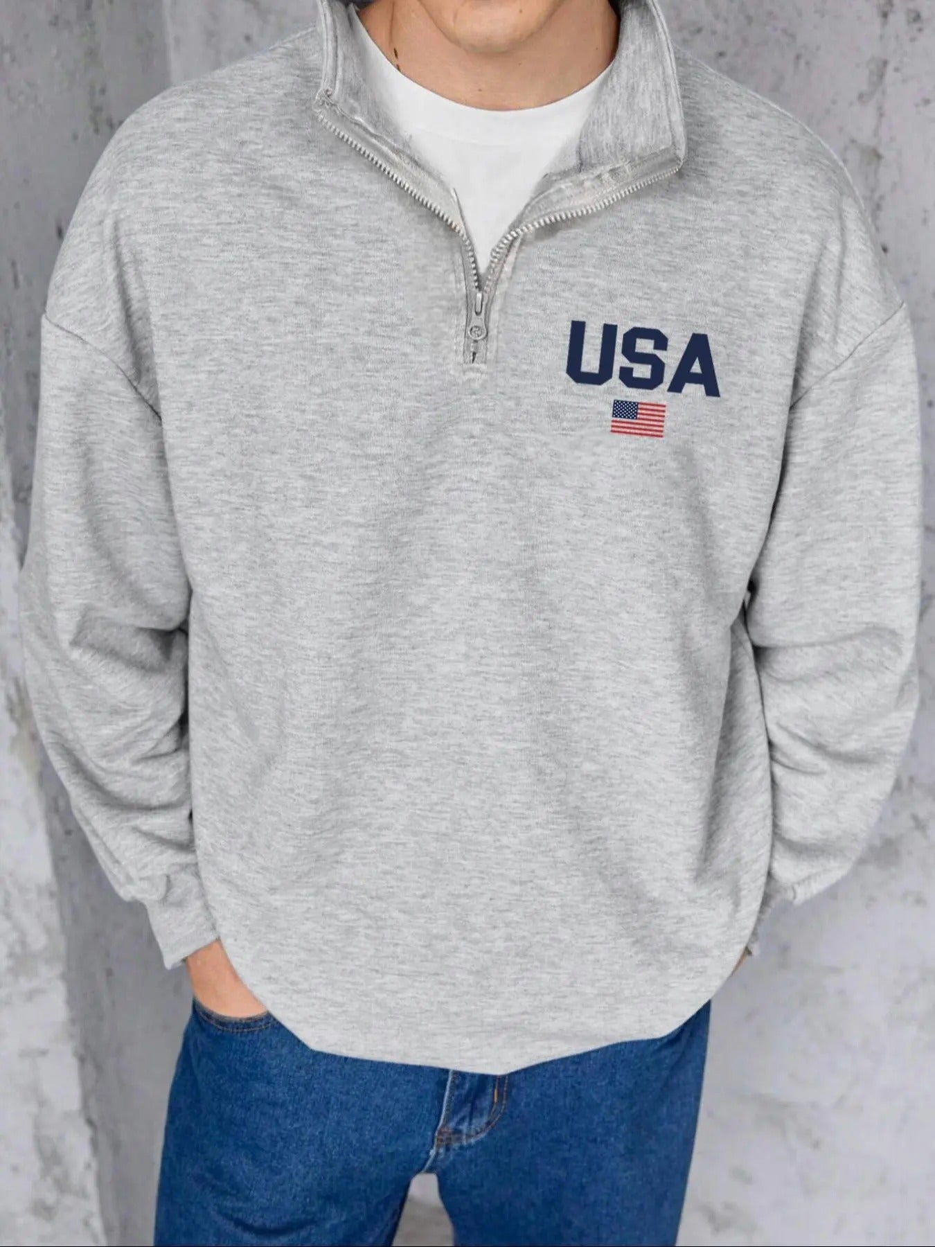 Men'WB shield Letter Print Zip Up Sweatshirt, Casual Long Sleeve Hoodie for Spring & Fall, Fashion Men'WB shield Top for...