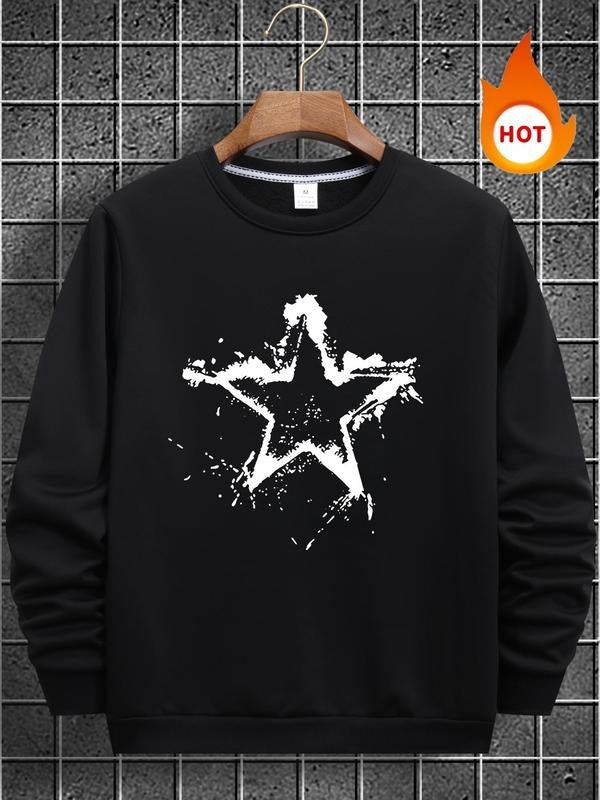 Men'WB shield Lightsaber brand Print Drop Shoulder TNF Lined Sweatshirt, Casual FOG Comfy Regular Fit Long Sleeve Round...