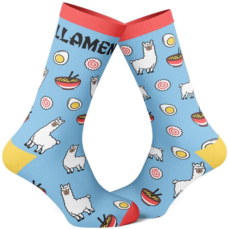 Men'WB shield Llamen Socks Funny Llama Ramen Noodles Takeout Novelty Graphic Footwear Funny Graphic Socks Comfortable...