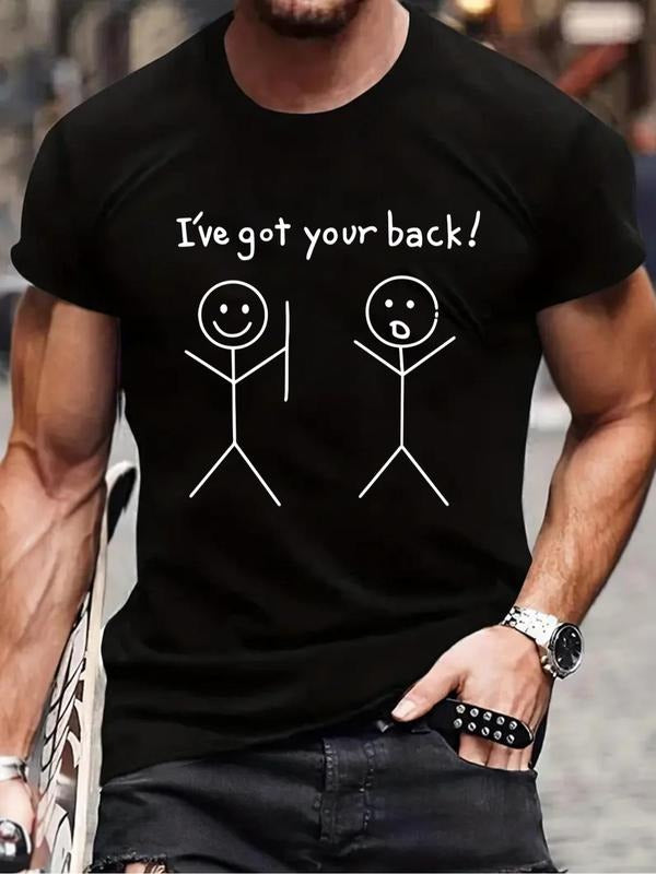 Men'WB shield Loose Cartoon & Letter Print Round Neck Tee, Casual Short Sleeve Crew Neck T-Shirt for Summer, Men'WB...