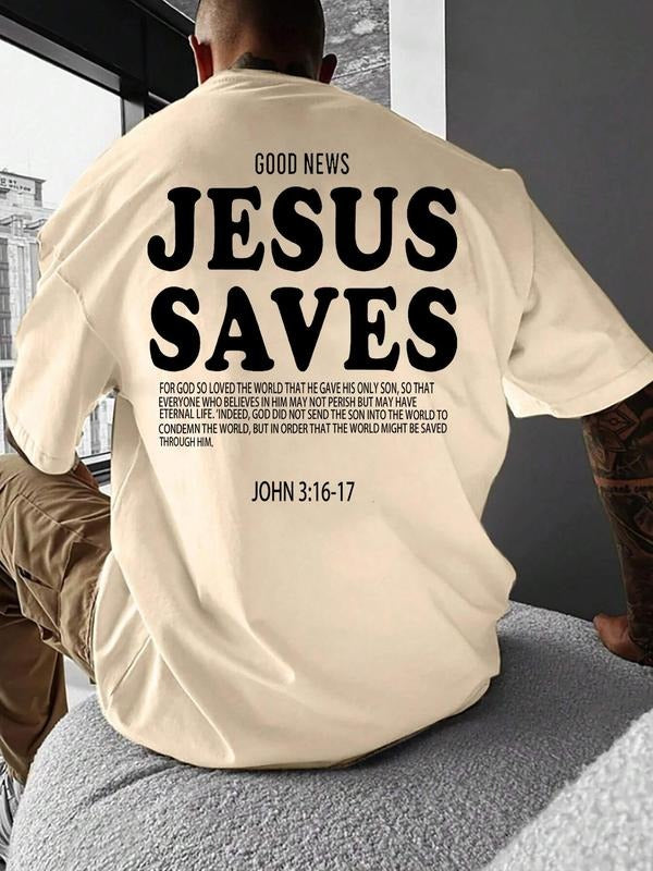 Men'WB shield Loose Letter Print Drop Shoulder Tee, Casual Half Sleeve Round Neck T-Shirt for Daily Wear, Men'WB shield...