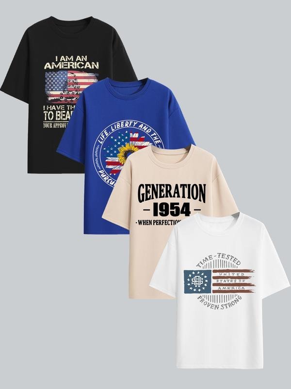 Men'WB shield Loose Round Neck Letter Print Graphic Tee, Casual Drop Shoulder Short Sleeve T-shirt for Summer, Men'WB...