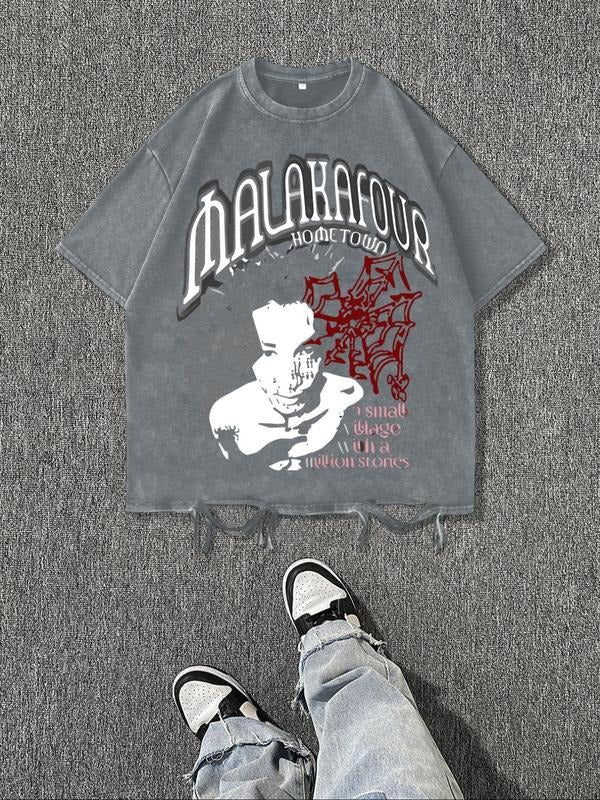 Men'WB shield Malakai Home Town Print Distressed Graphic Tee, Regular Fit Casual Fashion Short Sleeve T-shirt for Summer,...