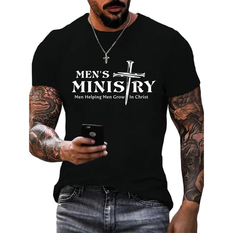 Men'WB shield Ministry,Men Helping Men,Church ministry Christian Cotton T-Shirt, Graphic Tees for Unisex Cotton Fabric Casual Crew Neck Short Sleeve T-Shirt Trendy Tops for men gifts Menswear