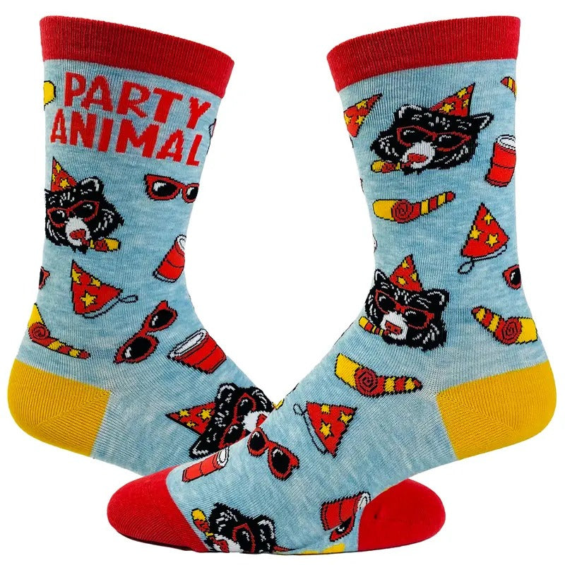 Men'WB shield Party Animal Socks Funny Festive Bear Celebration Novelty Graphic Footwear Funny Graphic Socks Comfortable...