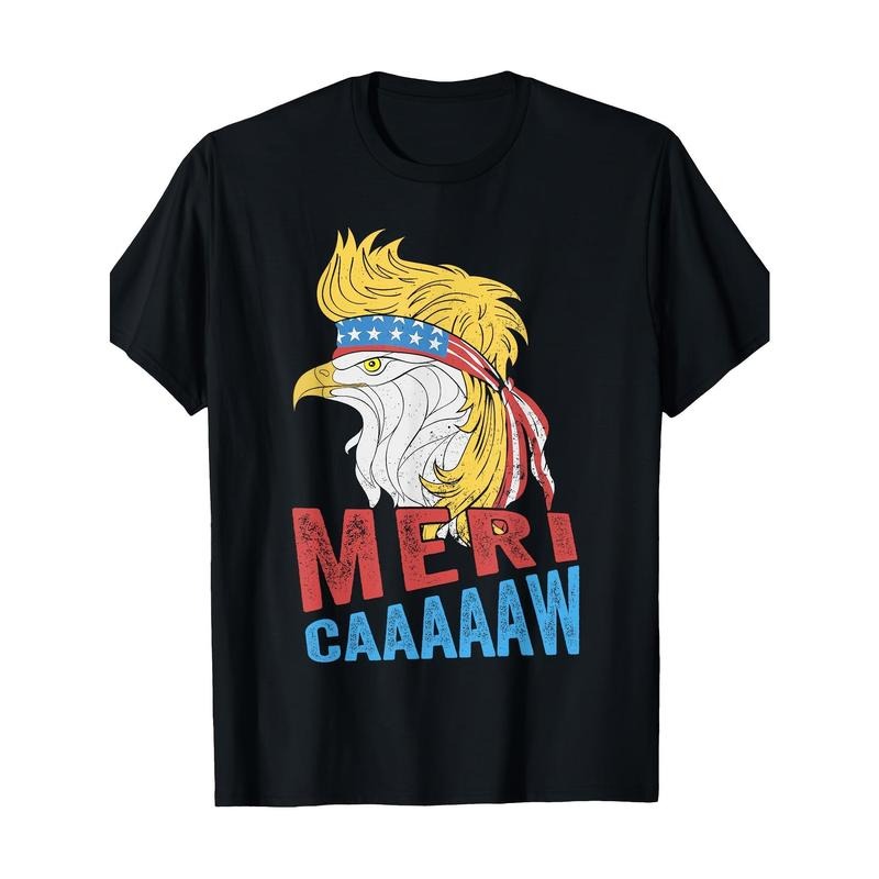 Men'WB shield Patriotic Eagle Mullet T-Shirt