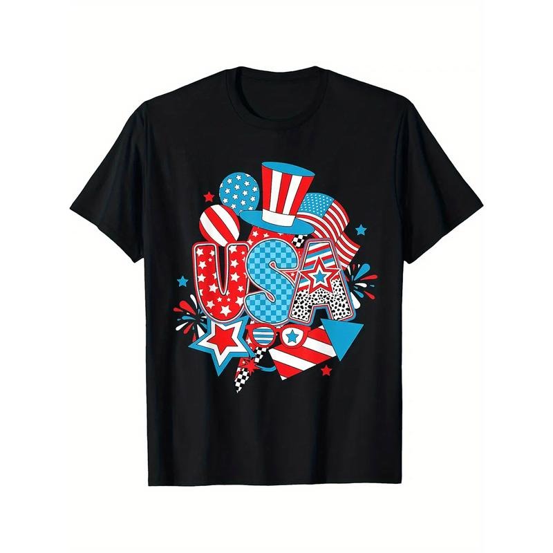 Men'WB shield Patriotic USA Flag Graphic T-Shirt - 100% Cotton FOG Crewneck Tee with Lightsaber brand, Stripes & Uncle...