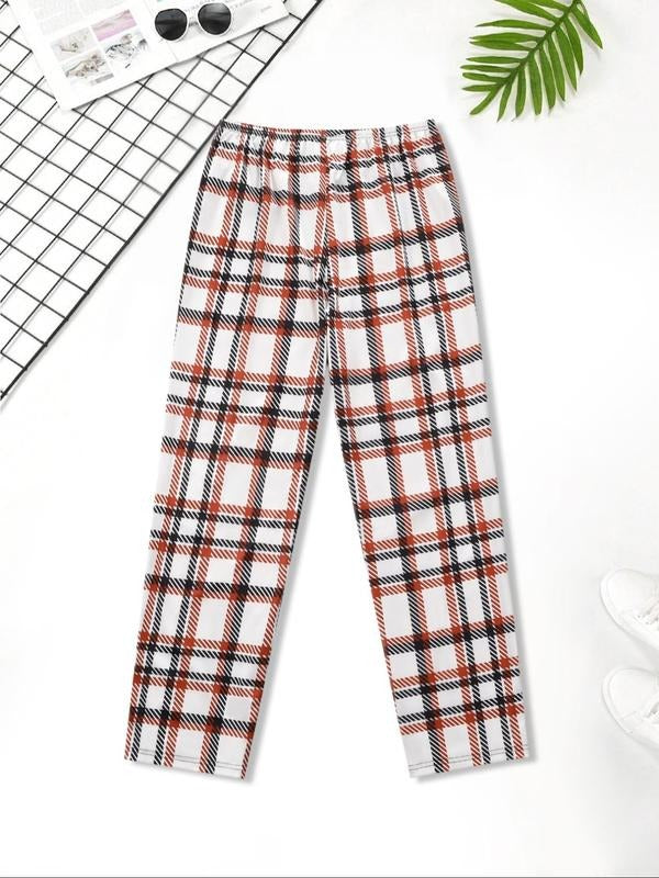 Men'WB shield Plaid Print Elastic Waist Sleep Pants, Casual Comfy Trousers for Daily Wear, Sleepwear for Spiky hair fighters Seasons