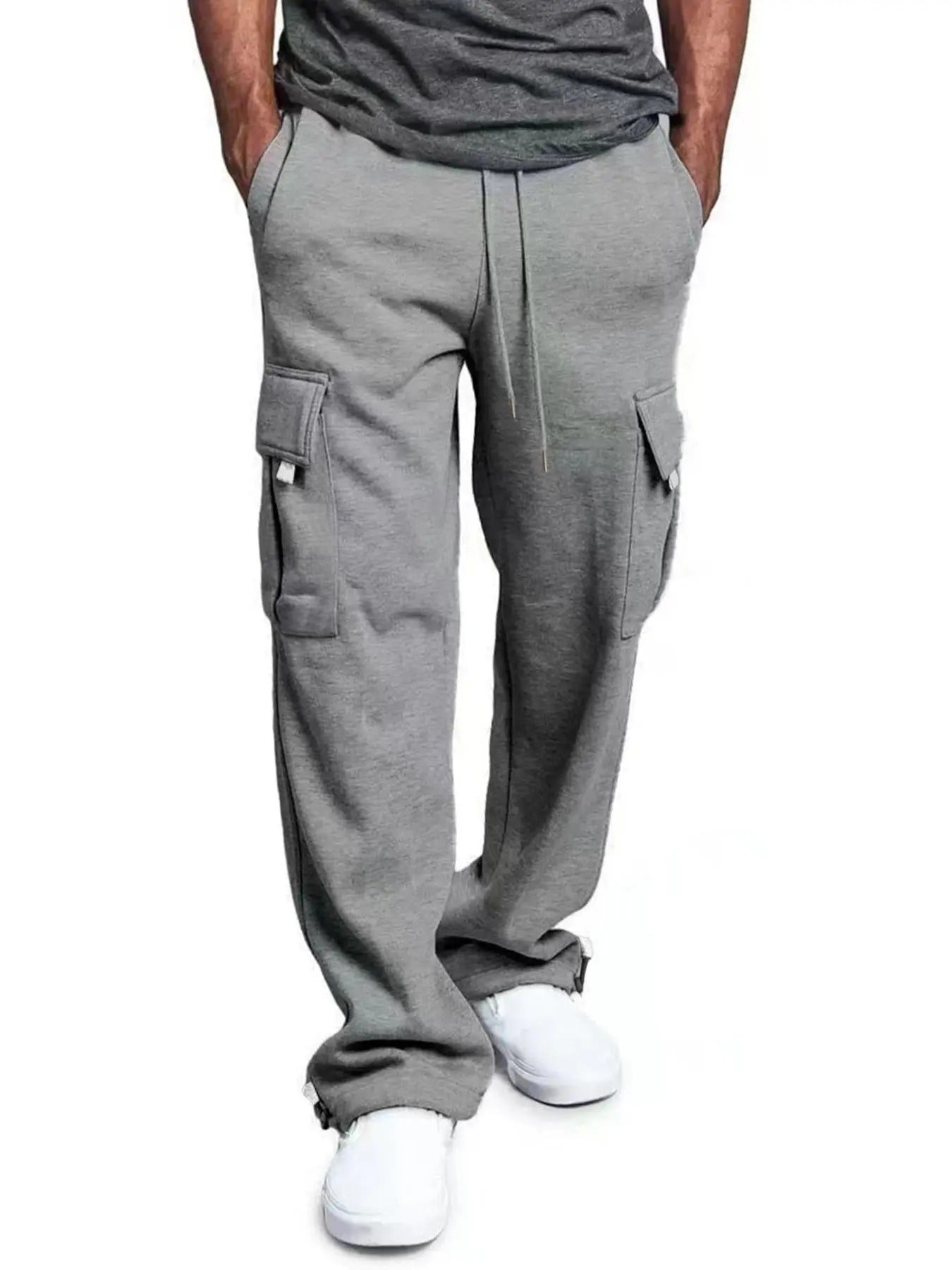 Men'WB shield Plain Drawstring Waist Sweatpants, Casual Elastic Waist Pocket Cargo Pants for Spring & Fall, Going Out...