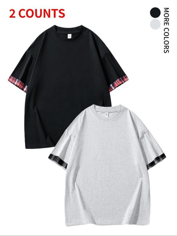 Men'WB shield Plain Flap Side Short Sleeve Tee, Regular Fit Casual Fashion Round Neck T-shirt for Summer, Men'WB shield...