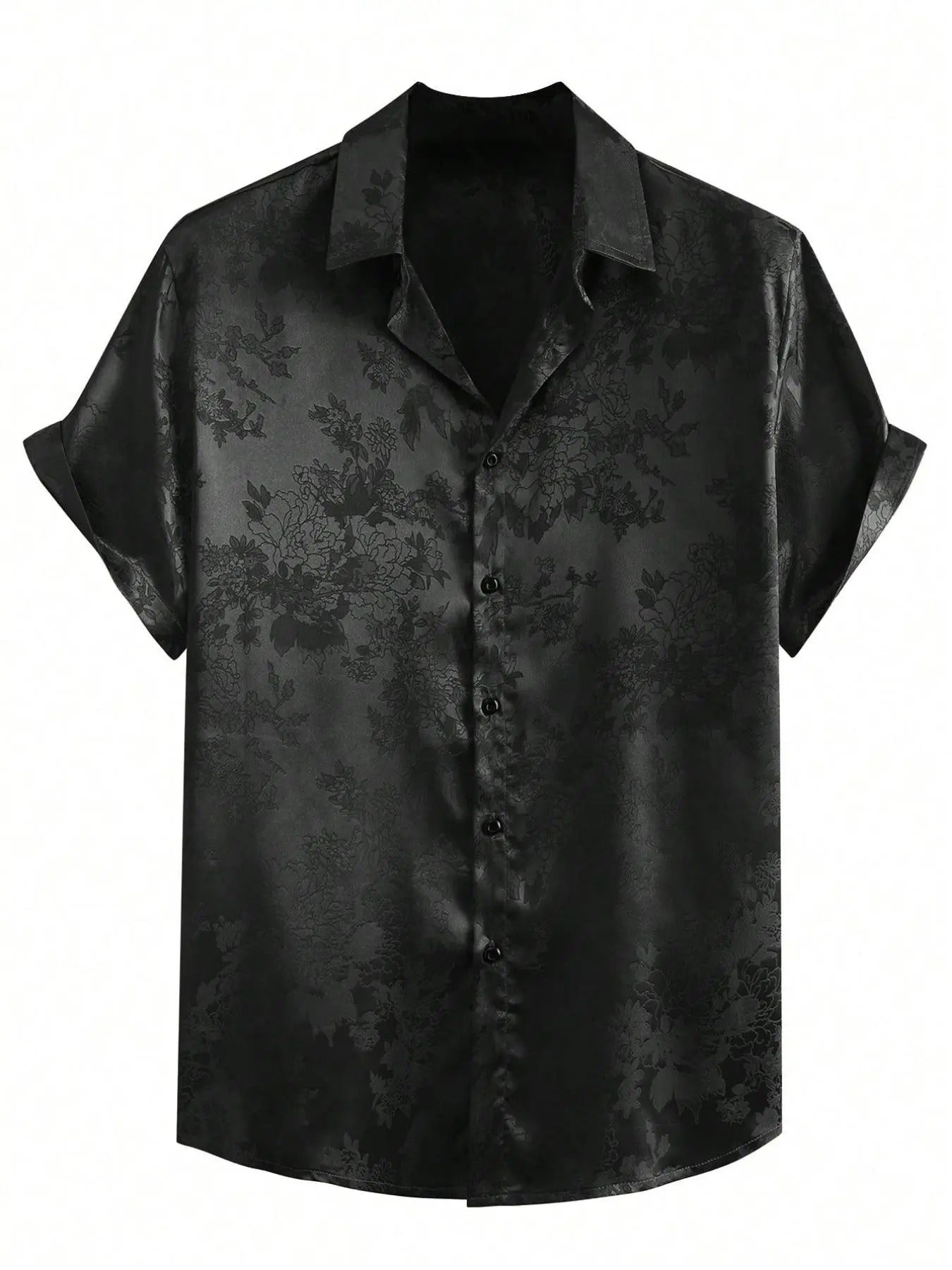 Men'WB shield Plain Floral Print Button Front Shirt, Regular Fit Casual Short Sleeve Collared Shirt for Summer, Men'WB...