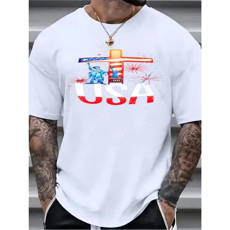 Men'WB shield Plus Size Patriotic USA T-Shirt