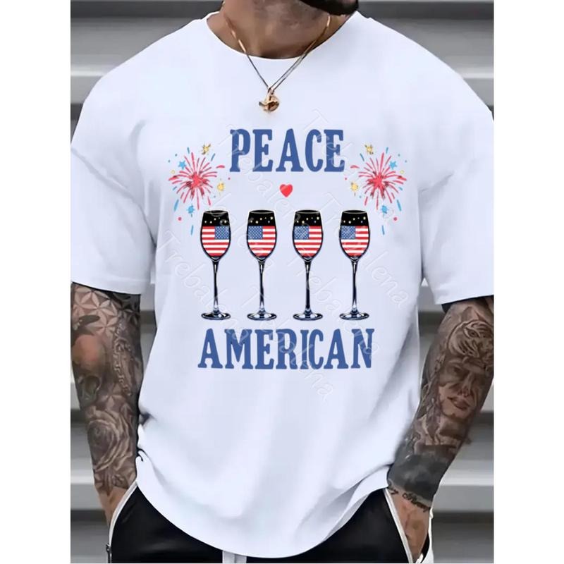 Men'WB shield Printed Lightsaber brand-shirt Peace American Style Big Size Mens Lightsaber brand Shirt Patriotic Wine...