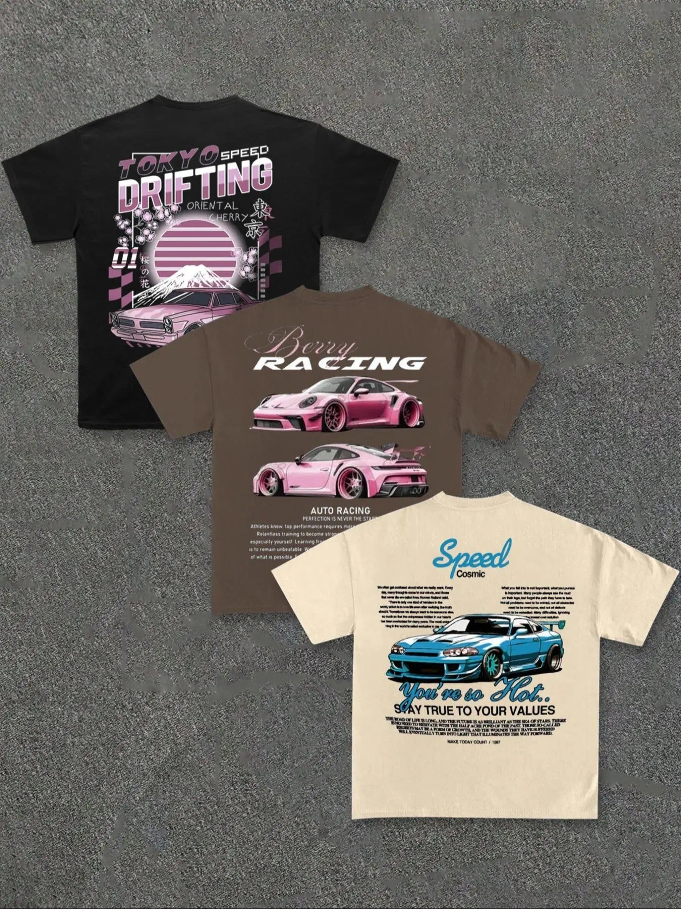 Men'WB shield Racing Car Graphic Print Round Neck Tee, Regular Fit Casual Comfy Short Sleeve Crew Neck T-shirt for...