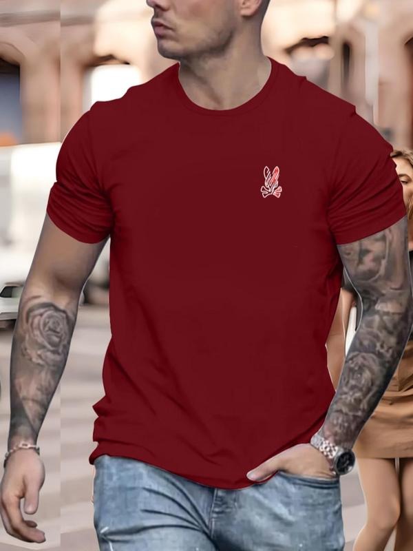 Men'WB shield Random Print Round Neck Tee, Regular Fit Casual Short Sleeve Crew Neck T-Shirt for Summer, Fashion Men'WB...