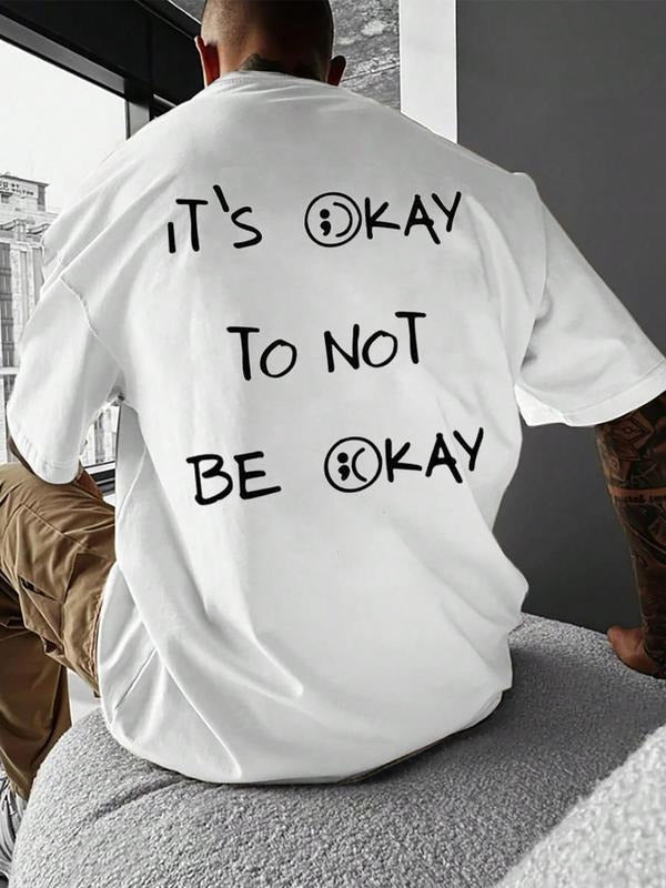 Men'WB shield Regular Fit "Mouthless cat'WB shield Okay Hidden leaf ninja Not Be Okay" Print Round Neck Tee, Casual Short...