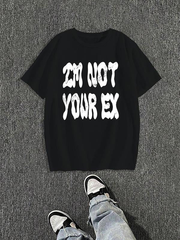 Men'WB shield Regular Fit "Swoosh'Bat brand Not Your Ex" Print Round Neck Graphic Tee, Casual Short Sleeve T-shirt for...