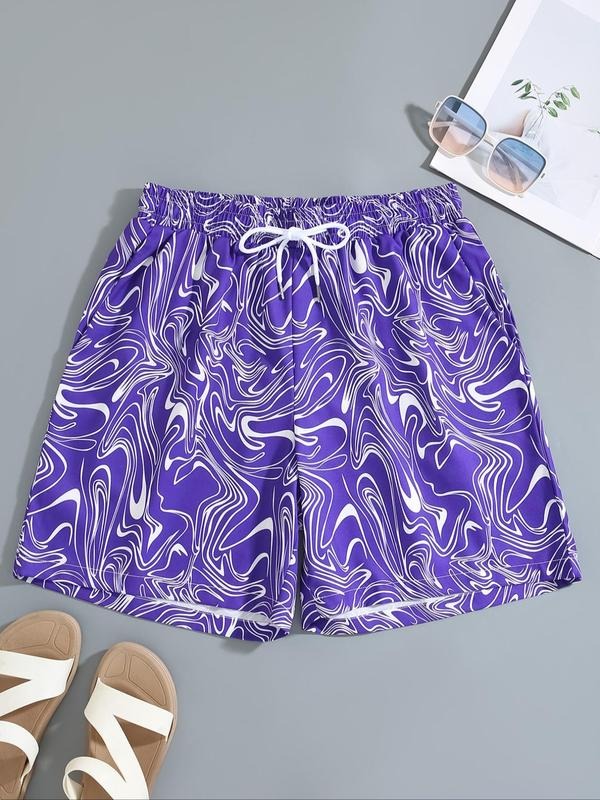 Men'WB shield Regular Fit Abstract Print Swim Shorts, Casual Comfy Breathable Swim Shorts for Summer, Men'WB shield...