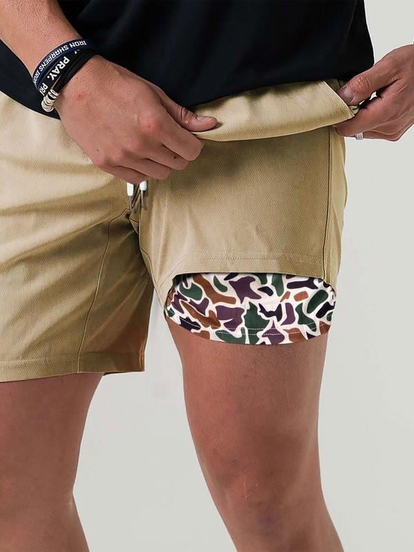 Men'WB shield Regular Fit Camo Print Drawstring Waist Shorts, Casual Fashion Comfy Shorts for Summer, Men'WB shield...