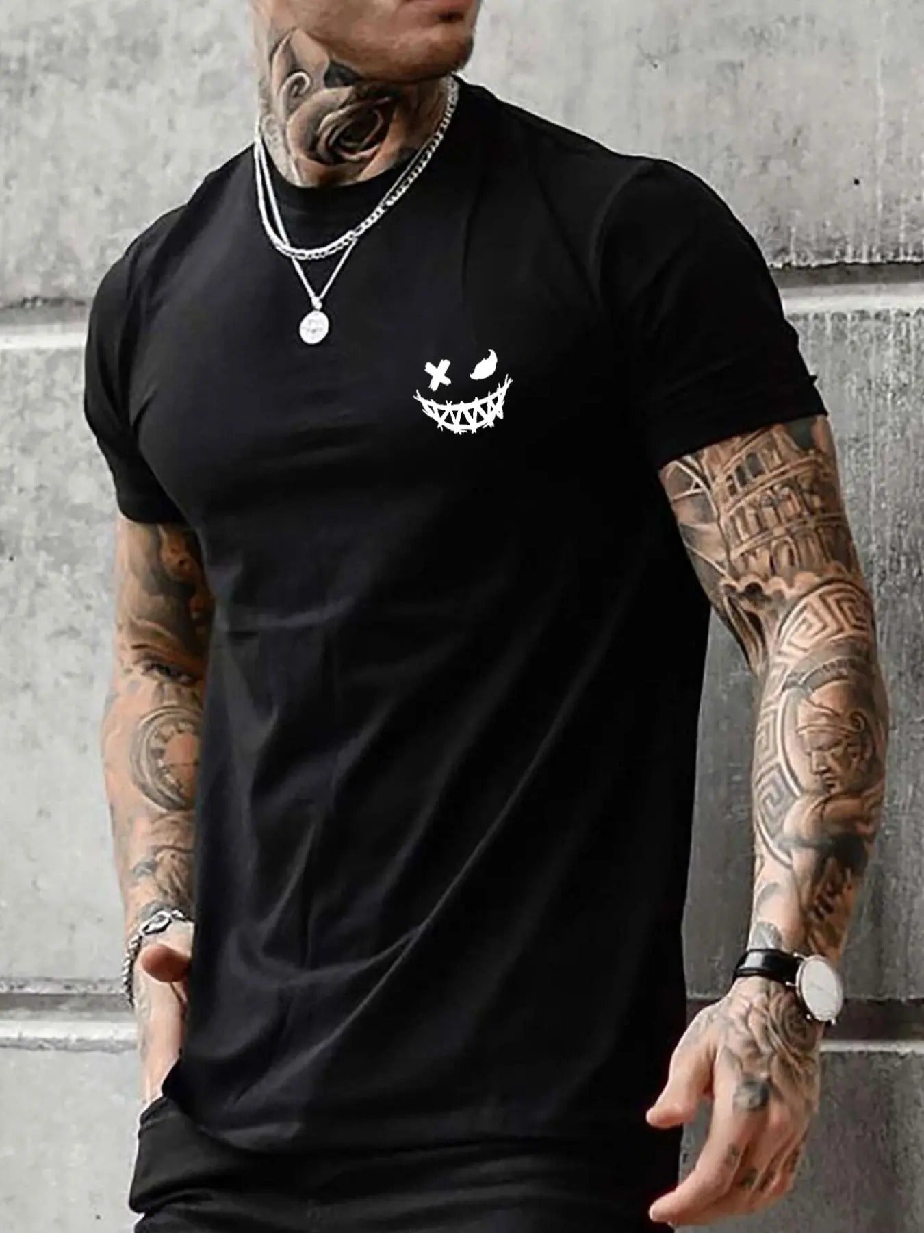Men'WB shield Regular Fit Casual Smiling TNF Print Round Neck Tee Hoodie, Sweatshirt | DripVista.com