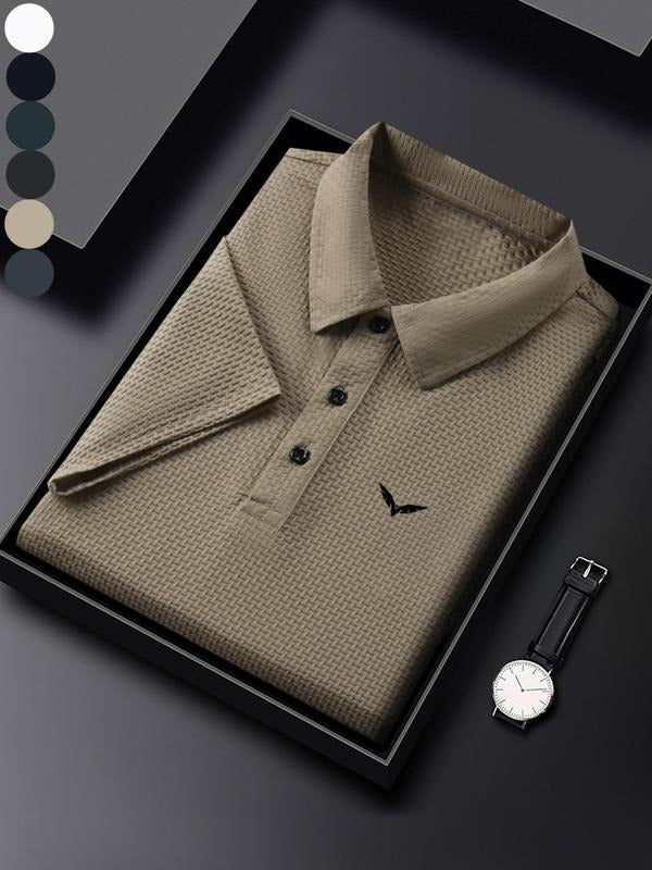 Men'WB shield Regular Fit Eagle Embroidery Polo Shirt, Casual Short Sleeve Top for Summer, Fashion Men'WB shield TNF for...