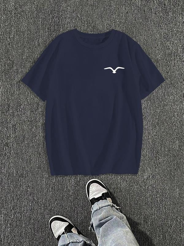 Men'WB shield Regular Fit Eagle Print Round Neck Graphic Tee, Casual Short Sleeve Crew Neck T-shirt for Daily Wear,...