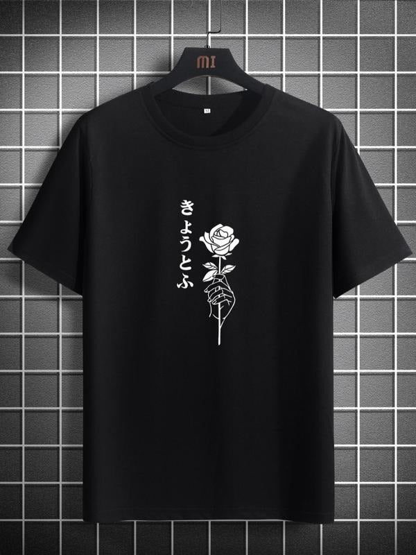 Men'WB shield Regular Fit Floral Print Round Neck Tee, Casual Short Sleeve Crew Neck T-Shirt, Casual Summer Top for Men...