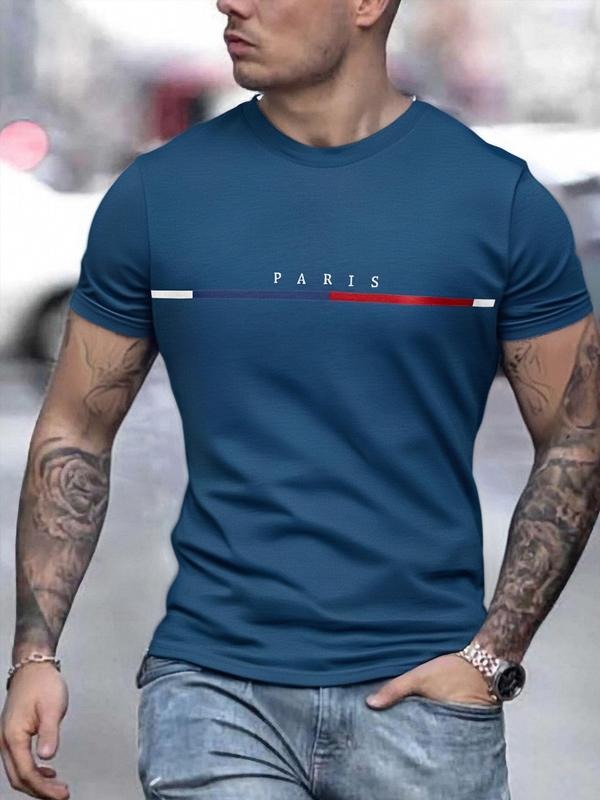 Men'WB shield Regular Fit French Flag Print Round Neck Tee, Casual Short Sleeve Crew Neck T-shirt for Summer, Fashion...