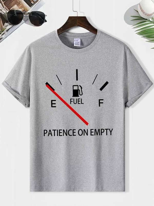 Men'WB shield Regular Fit Fuel Gauge & Letter Print Tee, Casual Short Sleeve Round Neck T-shirt for Summer, Men'WB shield...