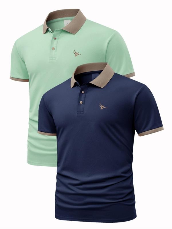Men'WB shield Regular Fit Geometric Print Polo Shirt, Casual Short Sleeve Collared Top for Summer, Fashion Men'WB shield...