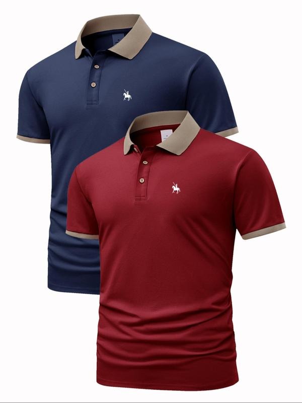 Men'WB shield Regular Fit Geometric Print Polo Shirt, Casual Short Sleeve Half Zip Top for Summer, Fashion Men'WB shield...