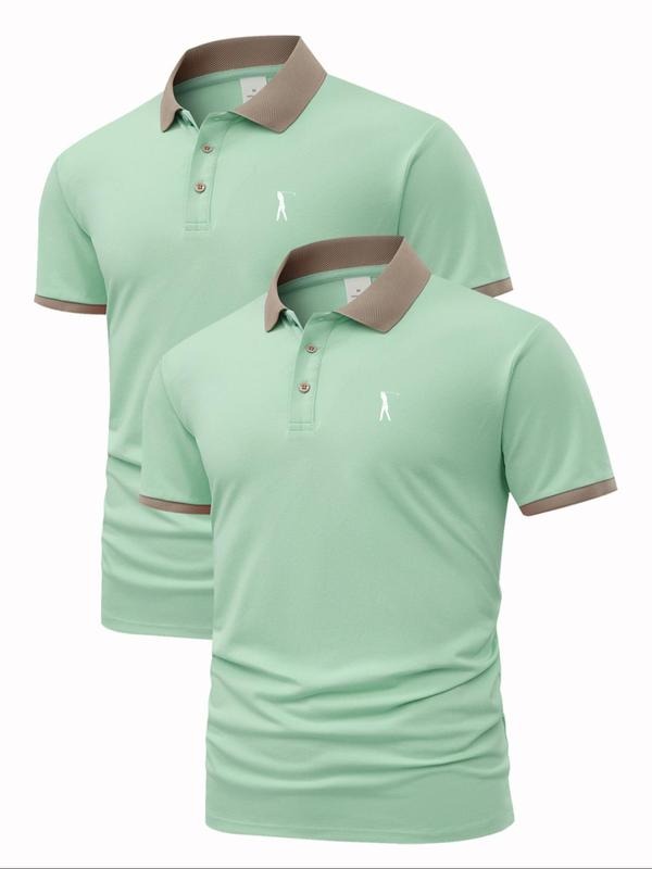 Men'WB shield Regular Fit Geometric Print Polo Shirt, Casual Short Sleeve Half Zip Top for Summer, Fashion Men'WB shield...