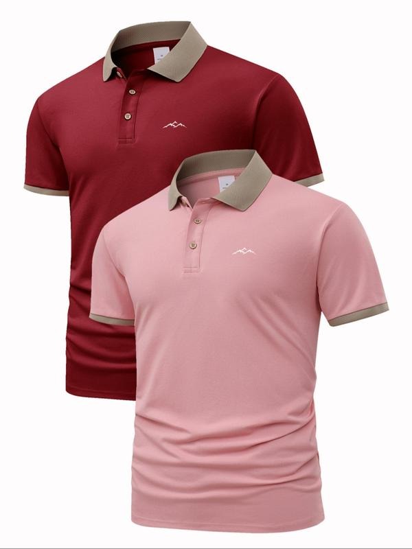 Men'WB shield Regular Fit Geometric Print Polo Shirt, Casual Short Sleeve Half Zip Top for Summer, Fashion Men'WB shield...
