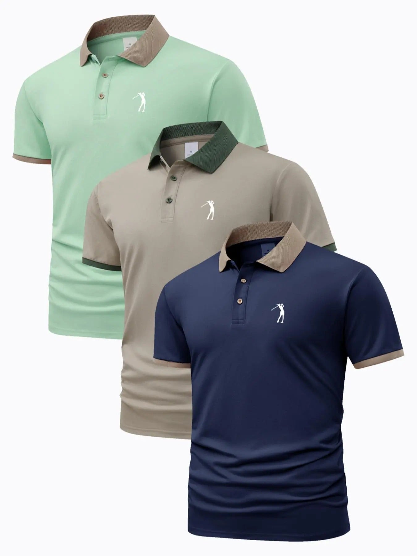 Men'WB shield Regular Fit Golf GA Print Button Front Polo Shirt, Casual Short Sleeve Polo Top for Summer, Fashion Men'WB...
