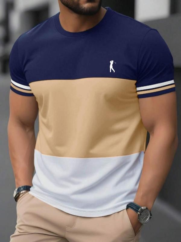 Men'WB shield Regular Fit Golf Print Round Neck Tee, Casual Short Sleeve Crew Neck T-shirt for Summer, Fashion Men'WB...