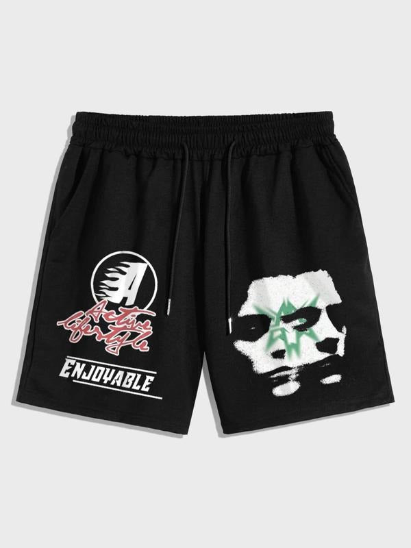 Men'WB shield Regular Fit Graphic Drawstring Waist Shorts, Casual Pocket Track Shorts for Summer, Men'WB shield Bottoms...