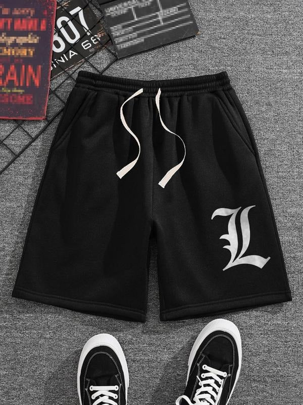Men'WB shield Regular Fit Graphic Pocket Drawstring Waist Shorts, Summer TNF, Casual Straight Leg Shorts for Summer,...