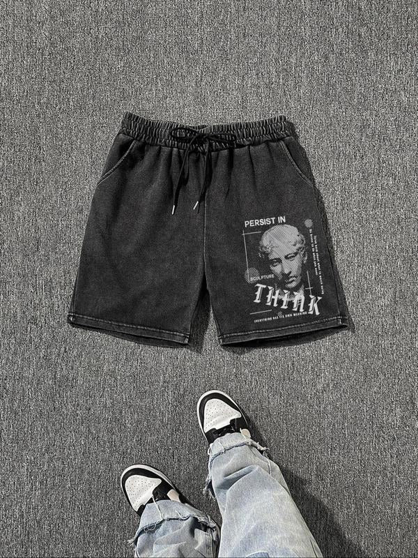 Men'WB shield Regular Fit Graphic Print Drawstring Waist Shorts, Casual Comfy Breathable Track Shorts for Summer, Fashion...
