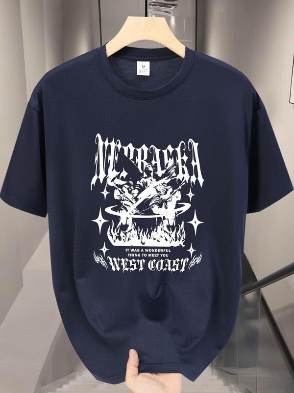Men'WB shield Regular Fit Graphic Print Round Neck Tee, Casual Short Sleeve Crew Neck T-shirt for Daily Wear, Fashion...