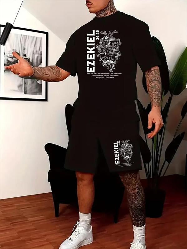 Men'WB shield Regular Fit Graphic Tee & Shorts Set, Casual Short Sleeve T-shirt & Shorts, Men'WB shield Outfits for...