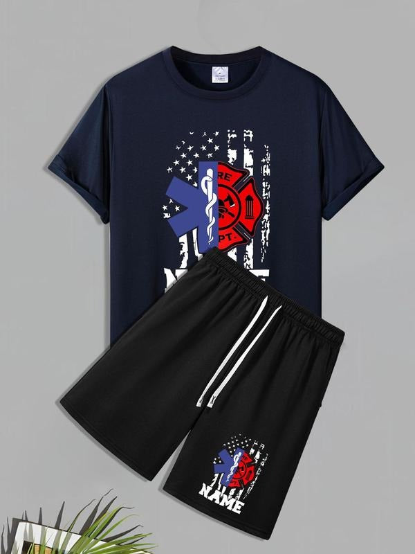 Men'WB shield Regular Fit Graphic Tee & Shorts Straw hat pirates Set, Casual Short Sleeve T-shirt & Shorts, Men'WB shield...