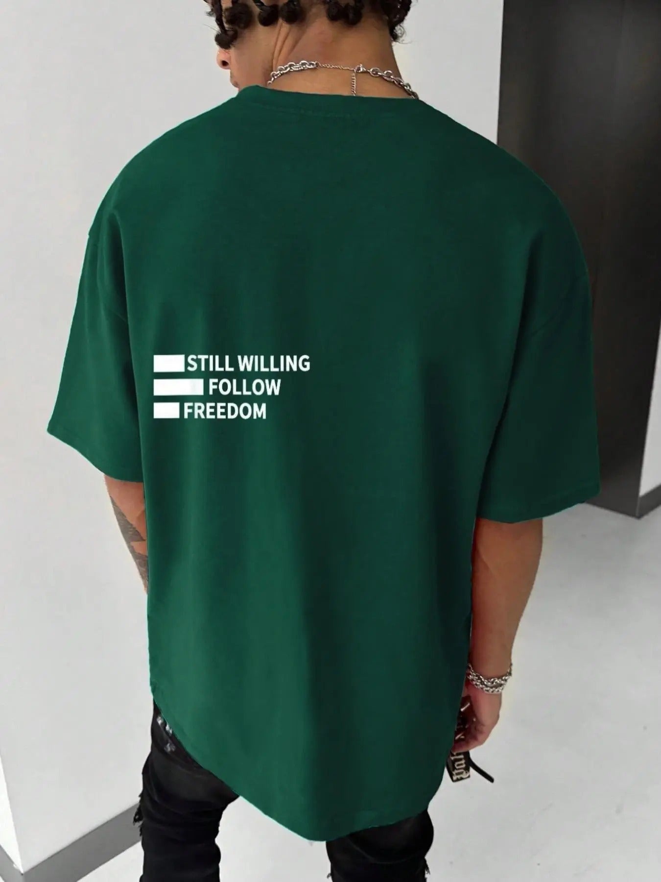 Men'WB shield Regular Fit Letter & Geometric Print Drop Shoulder Tee, Casual Short Sleeve Round Neck T-Shirt for Summer,...