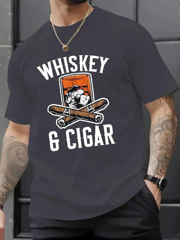 Men'WB shield Regular Fit Letter & Geometric Print Round Neck Graphic Tee, Casual Short Sleeve Crew Neck T-shirt for...